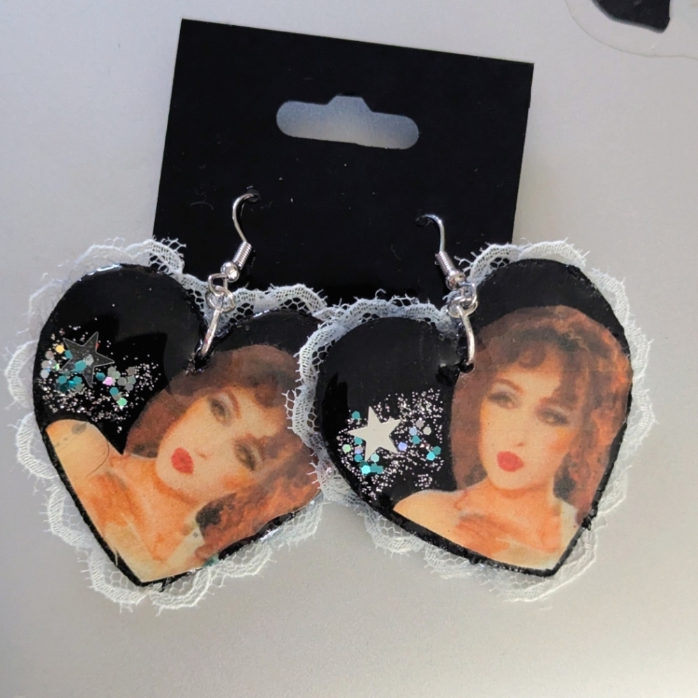Chappell Roan Handmade Heart Glitter Earrings